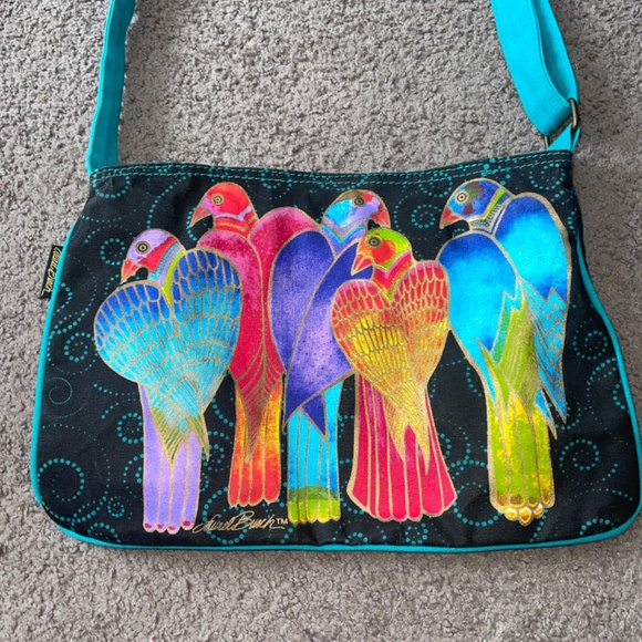 Laurel Burch colorful birds of paradise crossbody bag - Picture 3 of 6